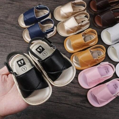 Summer Baby Sandals PU Leather Baby Boy Girl Baby Toddler Baby Shoes for 1 Year Old Shoes Soft Rubber Soft Bottom Crib Shoes