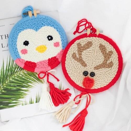 Hot Sell Embroidery Kit Stitching Punch Needle Craft Christmas Pendant Easy Embroidery Needlework Wool Work for Home Decor