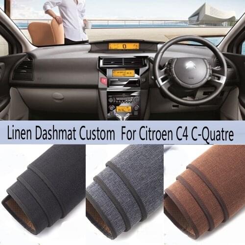 Car Styling Linen Dash Mat Covers Dashmat Dashboard Pad Carpet Accessories For Citroen C4 C-Quatre 2004 2005 2006 2007 2008 2010