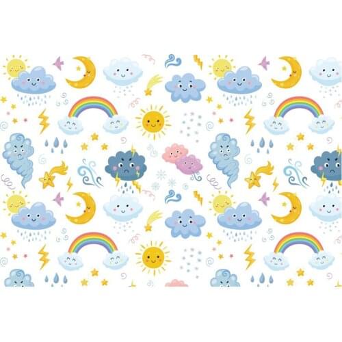 Cartoon Rainbow Moon Printing Backdrop Party Room Decor Photo Booth Studio Prop