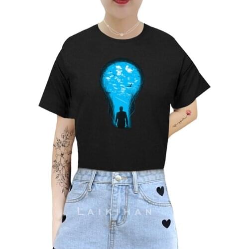 New Fashion Women T Shirt Bright Side Print Vogue T Shirt Female Harajuku Tops Tee 90s Ladies Tee Shirts T