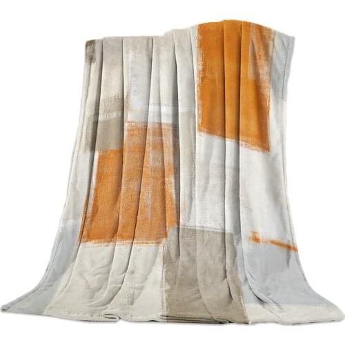 Orange Paint Graffiti Abstract Throw Blanket Portable Soft Blanket for Sofa Microfiber Flannel Blankets for Beds