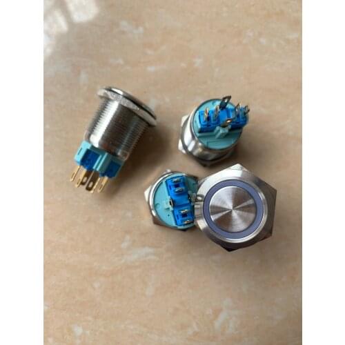 Original New 100% NA22-11ZE button self-reset with lock switch press to control 2 roads with lights opening 22mm