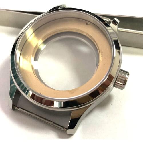 Corgeut 42mm sapphire glass polished 316L Stainless Steel watch case fit ETA 2836 2824 MIYOTA 8215 821A movement