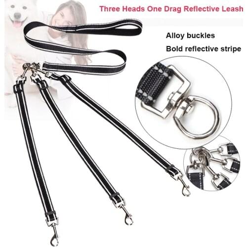 Pet Lead Leashes Outdoor Supplies Nylon Dog Leashes Three Head Dog Leash For Puppy Pet Leashes