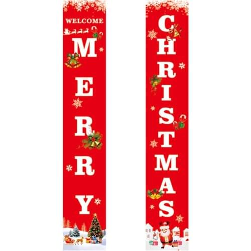 Merry Christmas Banner Door Decorations Xmas Ornaments Hanging Flag Party Supplies Winter Wall Home Yard Porch Sign