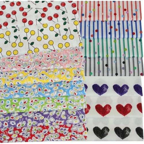 Small Flower Purple Red Black Heart Love Stripe Dot Cherry 100% Cotton Twill Fabric For DIY Patchwork Quilt Dress Blouse Craft