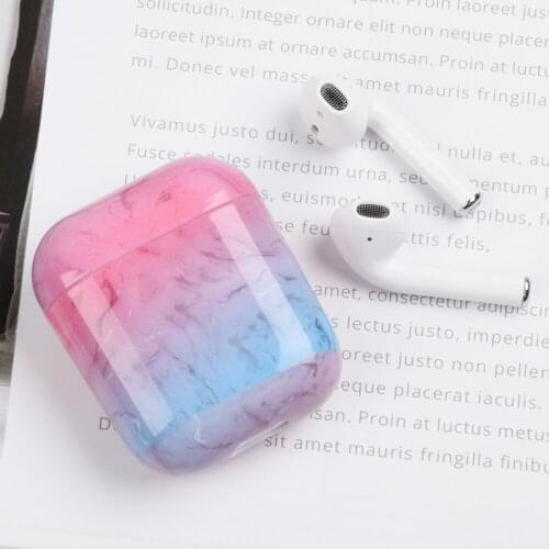 Silicone Protective Case Cover For Apple Airpods 1/2 Wireless Earphone earphone Protective Case Bag Pc Hard Shell Marble Patte