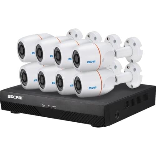 ESCAM PNK805 HD 1080p 8CH POE NVR Security System With Motion Detector Alarm Record ONVIF IP66 Waterproof IR Bullet Camera