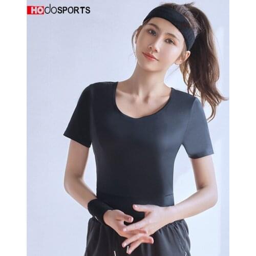 Sports Tops Solid Color Workout Clothes Gym High Elastic Quick Dry Breathable Short Sleeve Running Yoga Tops Gym Sports T-Shirt
