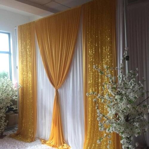 Wedding Background Centerpieces Favor 3MX3M 10FTX10FT Backdrop Curtain With Gold Sequin Swag Drapes Party Event Decoration Props