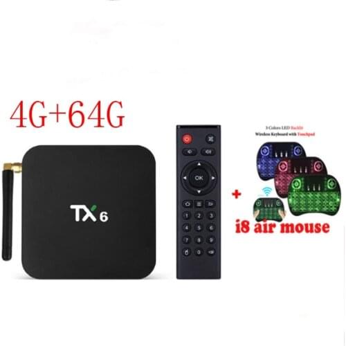 Tv box android 9.0 tanix TX6 4GB 64GB supports gigabit lan port 2.4G 5G Wifi BT4.1 Allwinner H6 Quad Core