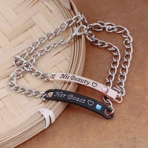 European and American fashion new creative letter fashion lovers bracelet alloy electroplating bracelet