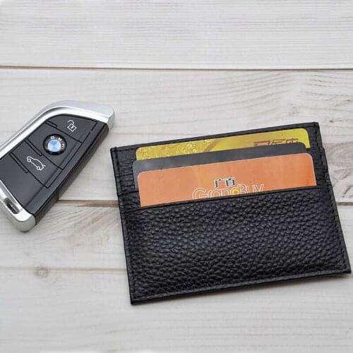Genuine Leather Card Holder Women 6 Credit Card Holder Men Business Slim Bank Cards Purse Wallet for Cash