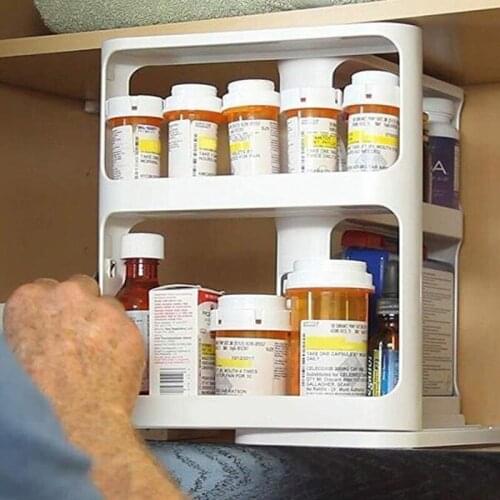 Rotating Storage Rack Double Layer Kitchen Spice Organizer Multi-Function Rotating Storage Rack Jar Bottle kitchen supplies