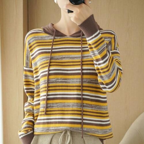 Women Hoodies Sweatshirt 100% Cotton Sweater Striped Pullover Sweatshirt 2021 Spring Female Casual Loose Plus Size Jumper