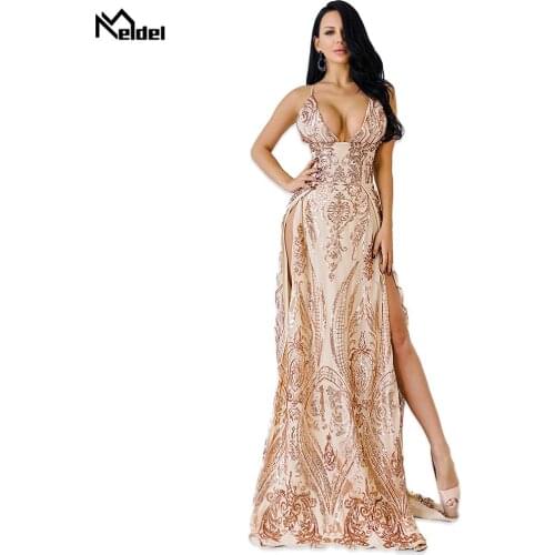 2019 Perfect Gold Long Evening Dress Elegant Sleeveless Formal Prom Dress Robe De Soiree