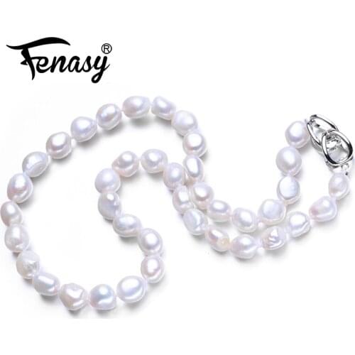 FENASY Genuine Natural Freshwater Baroque Pearl Necklaces For Women 9-10mm Pearl Party Wedding Engagement Jewelry