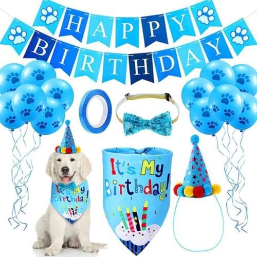 1Set Birthday Party Set Pet Birthday Party Theme Dog party supplies Balloons Dog hat Banner Dogs Cats Supplies Party Decoration