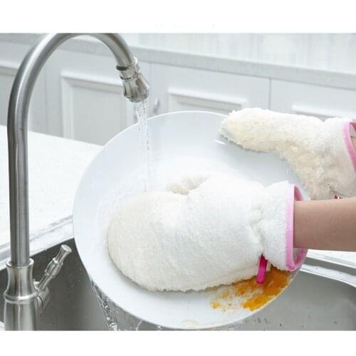 1 Pair Cleaning Glove Waterproof Lining Cleaning Cloth Quick Drying Microfiber Oil Proof Dishwashing Gloves BambooFiber Antislip