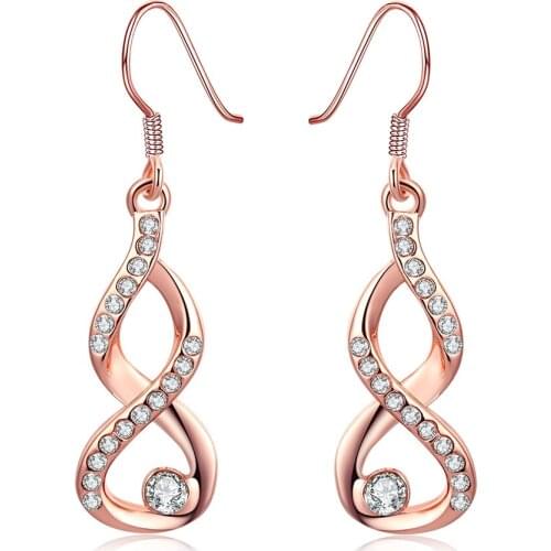 2018 new environmentally friendly alloy jewelry fashion rose gold earrings simple 8-shaped twisted rose gold earrings