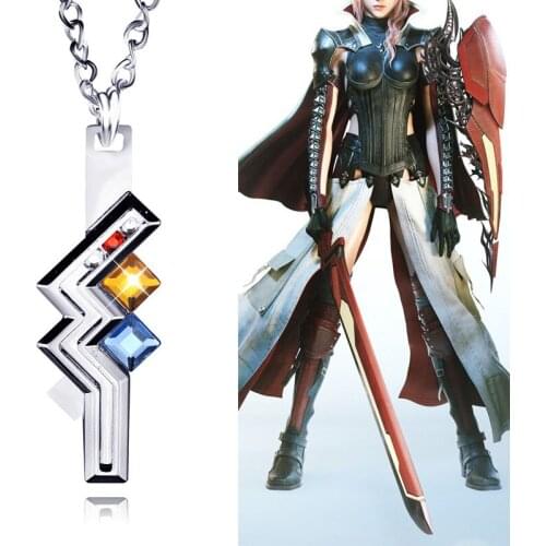 2021 New Final Fantasy 13 Thunder Return Pendant Necklace Pendant Chain Anime Cosplay Collection Necklace Fashion Jewelry