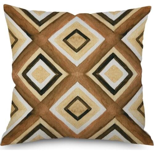 2021 Throw Pillow Cases 18x18inch Decorative Outdoor For Sofa CouchCotton Linen Covers Bed Room Tan Geometric Decor No filler
