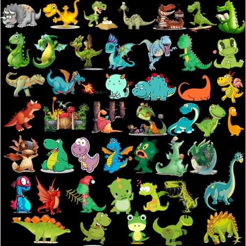 48 models Cartoon dinosaur Patch Heat Transfer Vinyl Sticker for child Clothing DIY T-shirt Iron on Transfer Washable Patch H