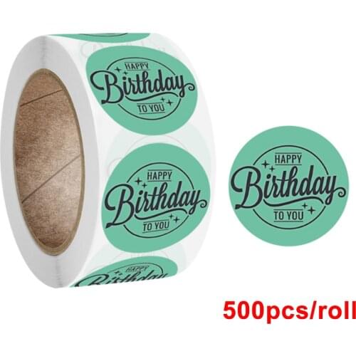 500PCS Green HAPPY BIRTHDAY Gift Roll Stickers For You And Cake Decor Multiple Styles Adhesive Seal Bakery & Gift Packaging