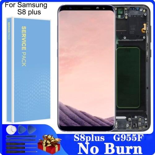 6.2" SUPER AMOLED LCD For SAMSUNG Galaxy S8 PLUS G955 G955F LCD Display Touch Screen Replacement Digitizer Assembly with frame