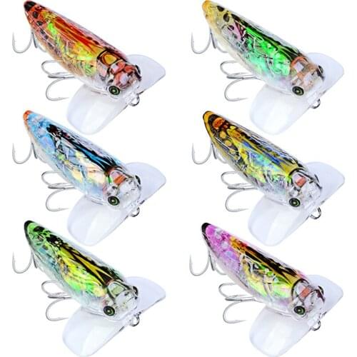 6PC Insects fishing Lure 8.5g-0.30oz Hard Bee Fishing Hard Bait 5.5CM-2.17'' Fishing Tackle with 8# BKB Hook Fishing Bait