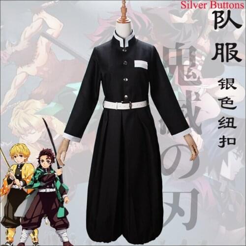 Anime! Demon Slayer:Kimetsu no Yaiba Kamado Tanjirou/Agatsuma Zenitsu Team Uniform Cosplay Costume Halloween Suit Free Shipping