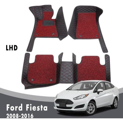 LHD Car Floor Mats For Ford Fiesta 2016 2015 2014 2013 2012 2011 2010 2009 2008 Carpets Auto Luxury Double Layer Wire Loop Rugs