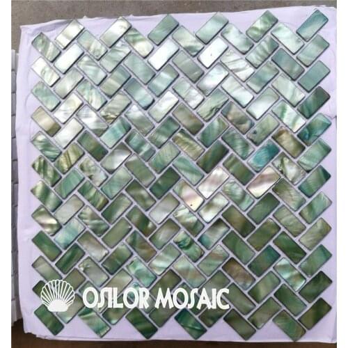 Free shipping 100% Chinese freshwater shell mother of pearl mosaic tile for interior house decoration wall tile green color