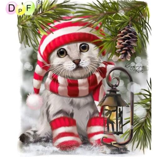 DPF 5D full Round Diamond Painting Mosaic Decor cute scarf cat DIY Magic Cube Cross Stitch gift Diamond Embroidery art crafts