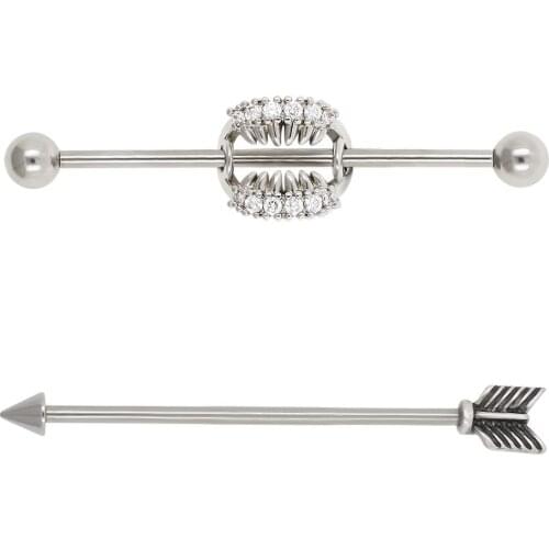 JHJT MUSI 14G 38mm Cartilage Barbell Nail 316L Surgical Stainless Steel Barbell Cartilage Ear Cartilage Ring Piercing