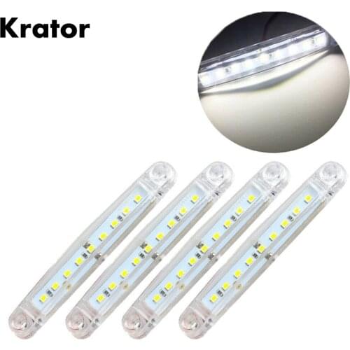 Krator 4PCS White 24V 9 LED Side Marker Light for Trailer Truck Boat BUS Indicator RV Lamp Waterproof