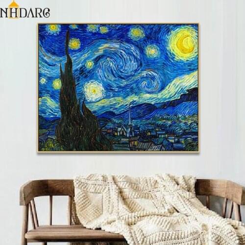 Vincent van Gogh Starry Sky Abstract Classic Style Canvas Art Print Painting Poster, Wall Picture For Living Room, Home Decor