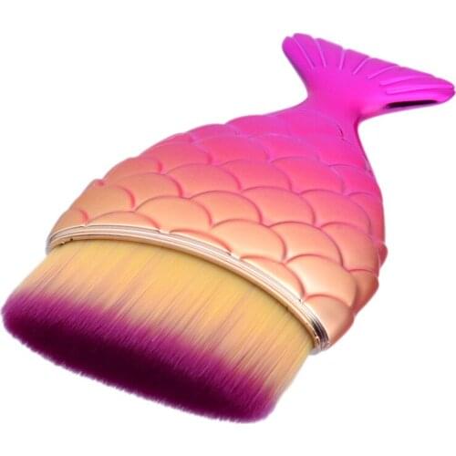New fashion color Luxury Cosmetic Face Contour Brush Fish Tail handle Soft Hair Blush Powder Foundation Make Up Brush Tool H0072