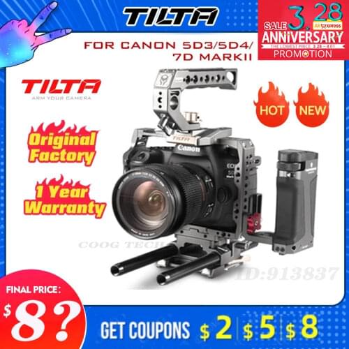 Tilta Canon 5D Cage For Gray 5D2 5D3 5D4 7D 5D Mark II III DSLR Rig Black Cage Side Focus Handle Smallrig