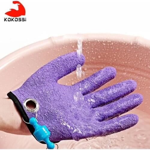 KoKossi1Pcs Non Slip Latex Fishing Outdoor Gloves With Magnet Latex Protact Hand from Puncture Fishing Tool Durable High Quality