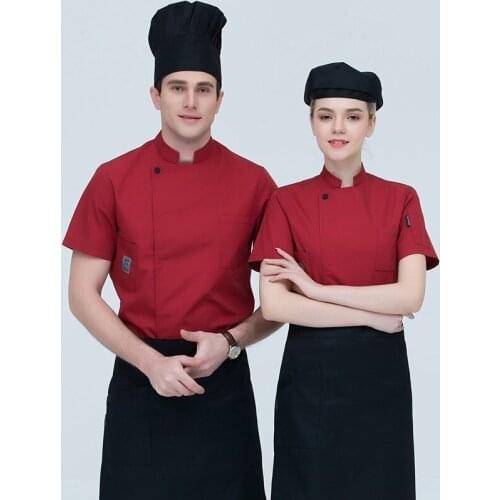 Chefs Overalls Short Sleeves Jacket Summer Kitchen Hotel Cooker Uniform Women Men Food Services Cooking Clothes Kitchen Tools