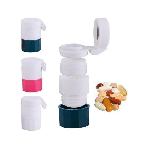 Portable 4 Layer Pill Box Cutter Medicine Crusher Grinder Splitter Tablet Cutter Divider Storage Case Pill Case Cutting Tablets