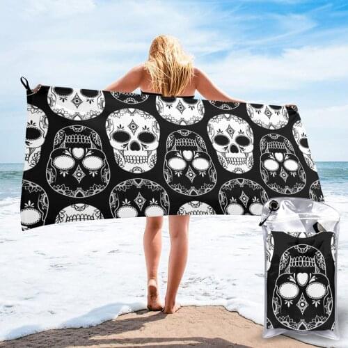 Bathing Towel Day Of The Dead Skulls Bath Wearable Towel Dress Fast Drying Beach Spa Magical Nightwear Sleeping