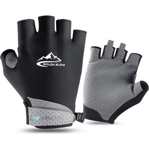 Unisex Summer Ice Silk Breathable Sunscreen Half-finger Gloves Outdoor Fishing Golf Sports Man Thin Skid Absorb Sweat Gloves