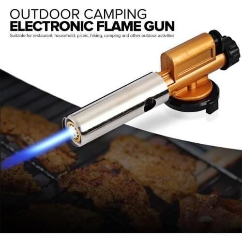 Metal Electronic Ignition Flame Gun Welding Gas Torch Lighter Heating Butane Camping Hiking Torch Welding Equipment