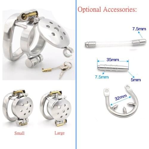 Newest Stainless Steel Sex Toys Male Chastity Device Cage Penis Plug Cock Ring Gay Chastity Lock With Anti-off Ring For Men
