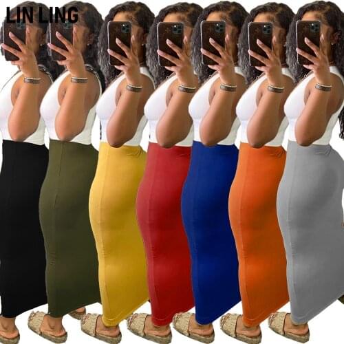 LINLING Pure Color Sexy Buttock Tight and Versatile Skirt Long Skirt New Style Can Be Sweet or Spicy Wear Style