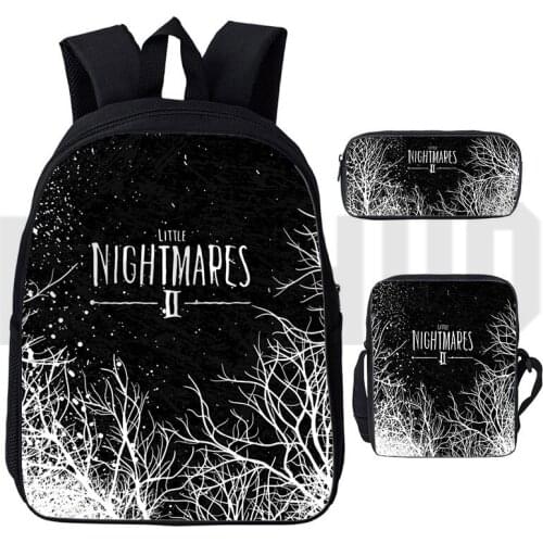 3 Pcs/Set Unisex 3D Cartoon Little Nightmares 2 Backpack Men Schoolbags Girls Boys Laptop Anime Teenager Book Bag Harajuku