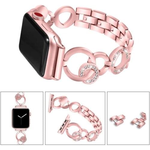 Light Luxury Metal Strap For Apple Watch Series 1 2 3 4 5 6 7 SE Diamond Correa iwatch Band 38mm 40mm 42mm 44mm Girlfriend Gift